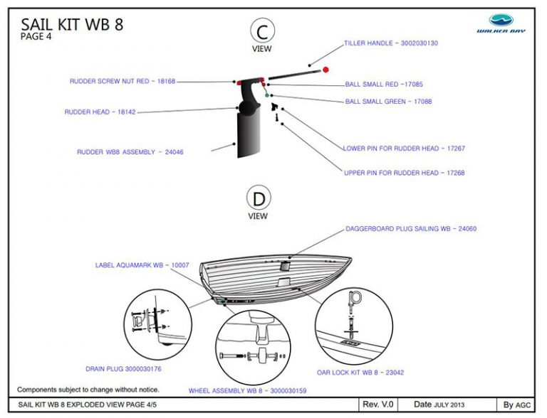 Walker Bay 8 Boat Rudder with Aluminum Blade 24046